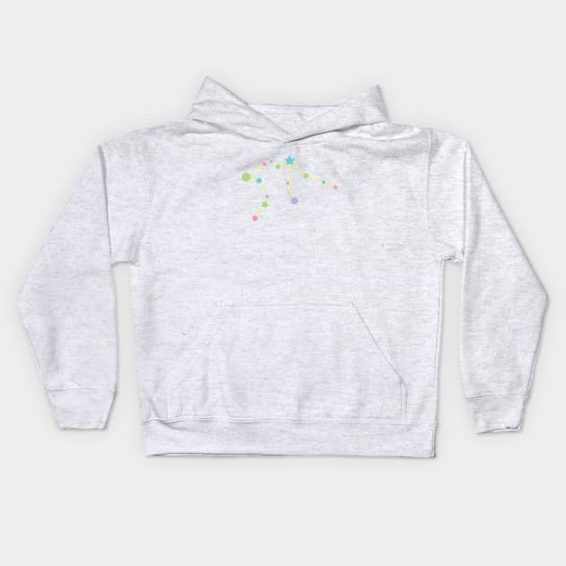 Aquarius Zodiac Constellation in Rainbow Pastels Kids Hoodie by Kelly Gigi